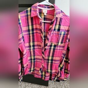 Mossimo Supply Co. Pink and Blue Plaid Shirt